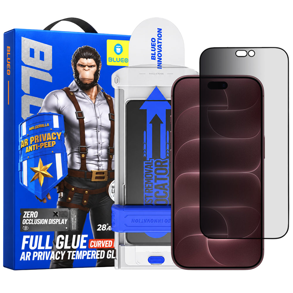 Pellicola protettiva per schermo Privacy Blueo Anti Peep AR Applicator Pro per Apple iPhone 18 Pro Max, vetro temperato, Full Glue, 3D