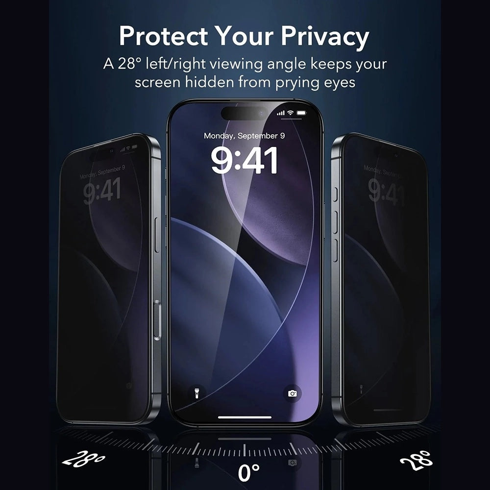 Pellicola Protettiva Privacy ESR Armorite UltraFit per Apple iPhone 17 Pro, Vetro Temperato, Full Glue, Set 3 pezzi