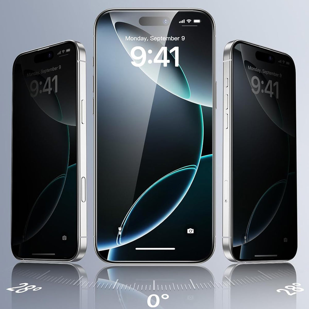 Pellicola Protettiva Privacy ESR per Apple iPhone 17 / 16 Pro, Vetro Temperato, Full Glue, Set 3 pezzi