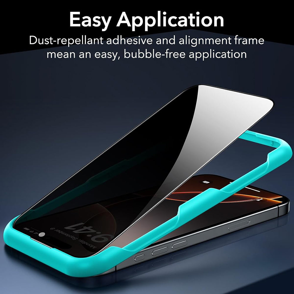 Privacy Screen Protector ESR for Apple iPhone 17 Pro, Tempered Glass, Full Glue, Set of 3 Pieces