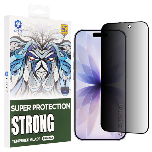 Pellicola Protettiva Schermo Privacy Lito D+ Max Strong per Apple iPhone 17 / 16 Pro, Vetro Temperato, Full Glue