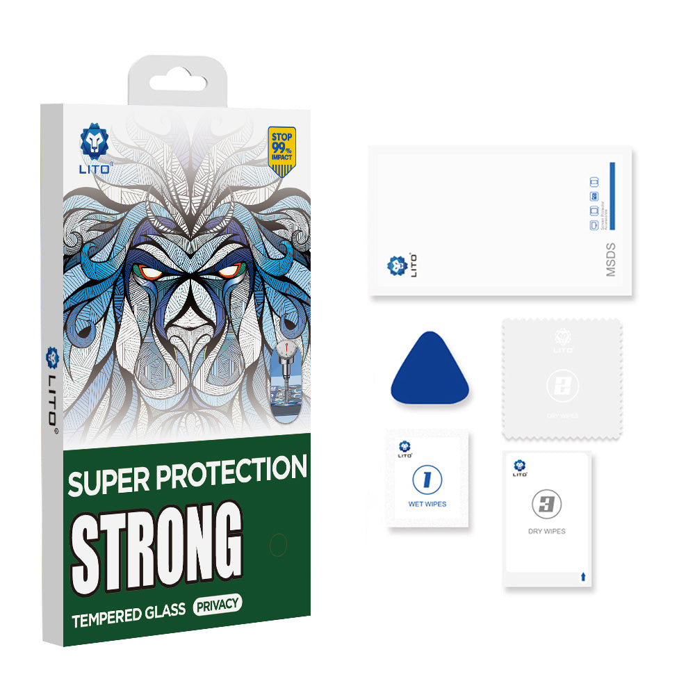 Pellicola Protettiva Schermo Privacy Lito D+ Max Strong per Apple iPhone 17 / 16 Pro, Vetro Temperato, Full Glue