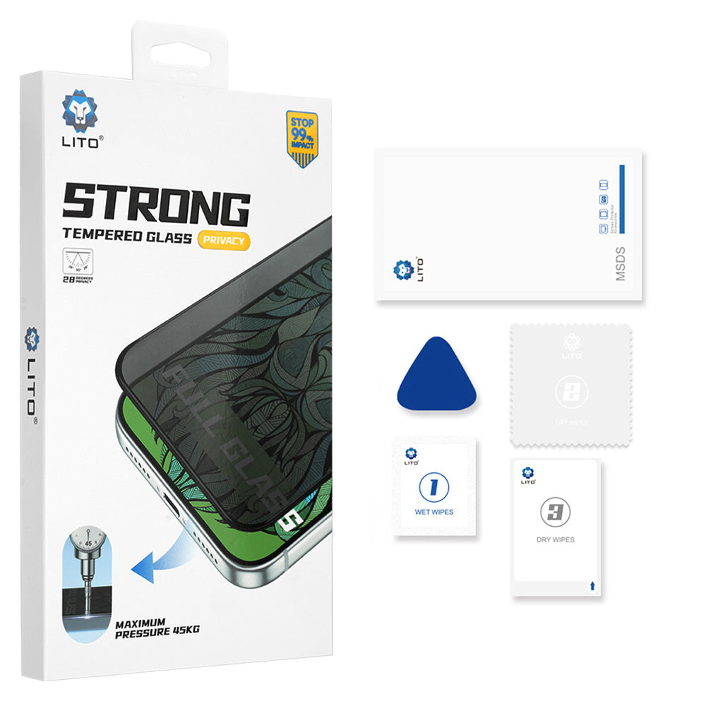 Pellicola protettiva per schermo esterno Privacy Lito D+ Max Strong per Apple iPhone Duo, vetro temperato, Full Glue