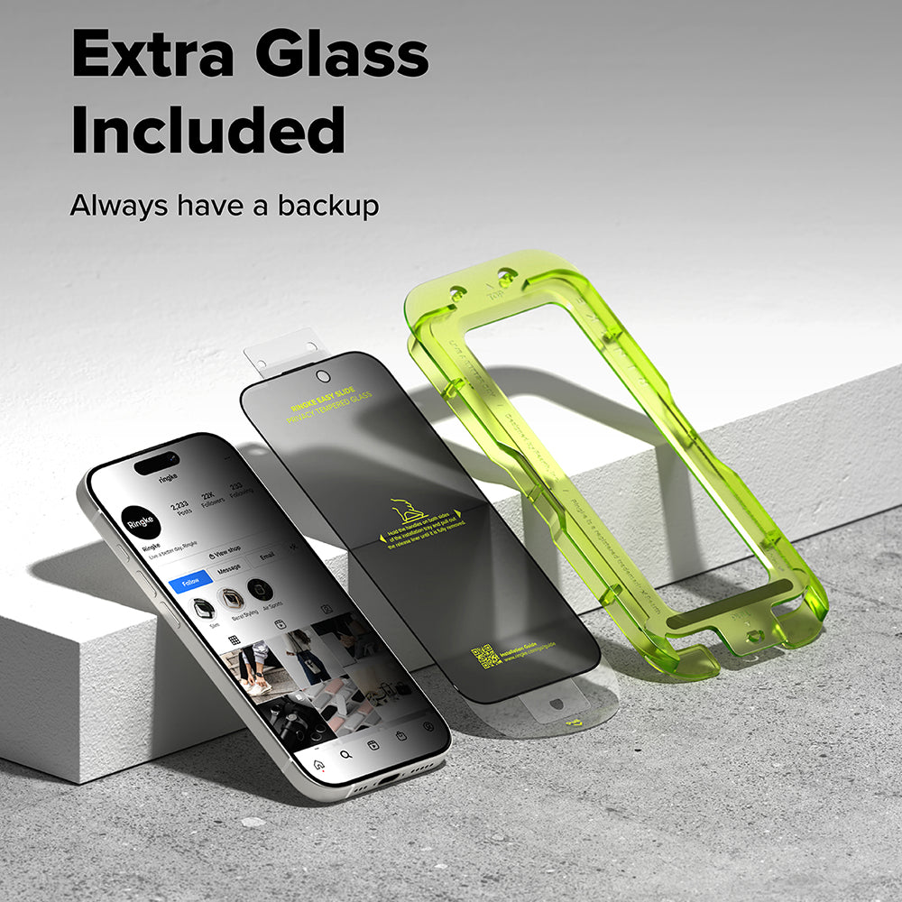 Pellicola protettiva per schermo Privacy Ringke Easy Slide per Apple iPhone 18 Pro Max / 17 Pro Max, Vetro temperato, Colla completa, Set da 2 pezzi