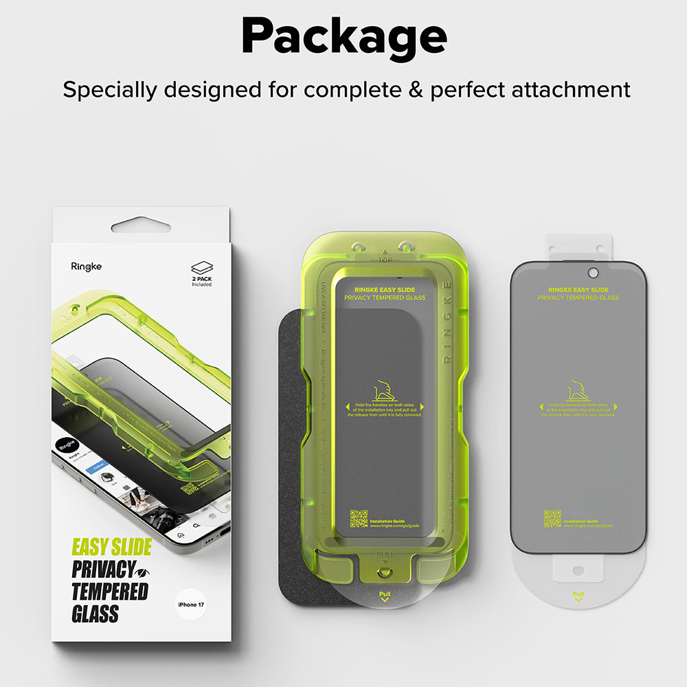 Pellicola protettiva per schermo Privacy Ringke Easy Slide per Apple iPhone 18 Pro Max / 17 Pro Max, Vetro temperato, Colla completa, Set da 2 pezzi