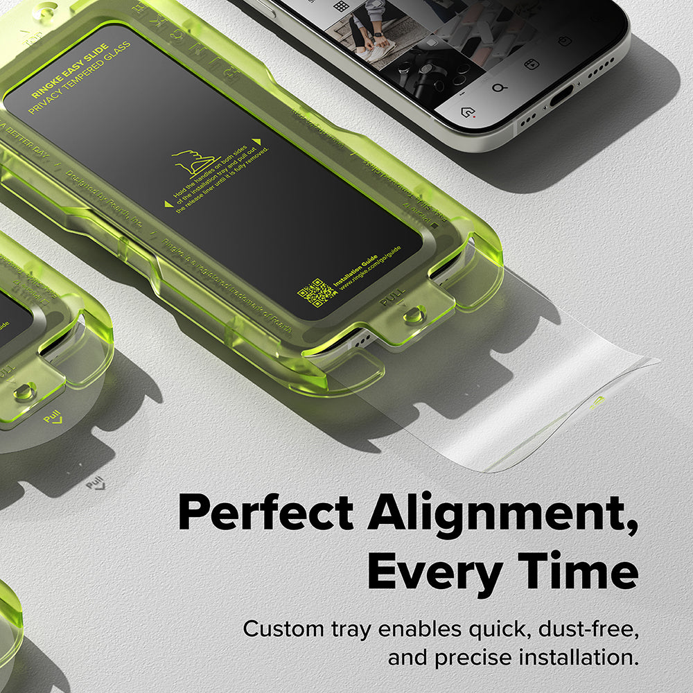 Pellicola protettiva per schermo Privacy Ringke Easy Slide per Apple iPhone 18 Pro / 17 Pro, Vetro temperato, Colla completa, Set da 2 pezzi