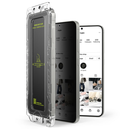 Pellicola protettiva per schermo Privacy Ringke Easy Slide per Samsung Galaxy S25+ S936, Vetro temperato, Colla completa, Set da 2 pezzi