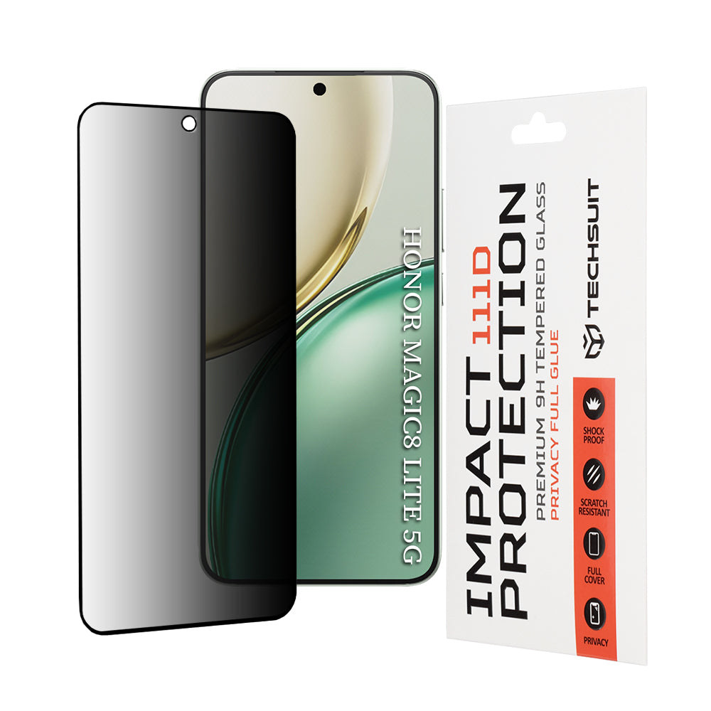 Pellicola Protettiva Schermo Privacy Techsuit per Honor Magic8 Lite, Vetro Temperato, 111D