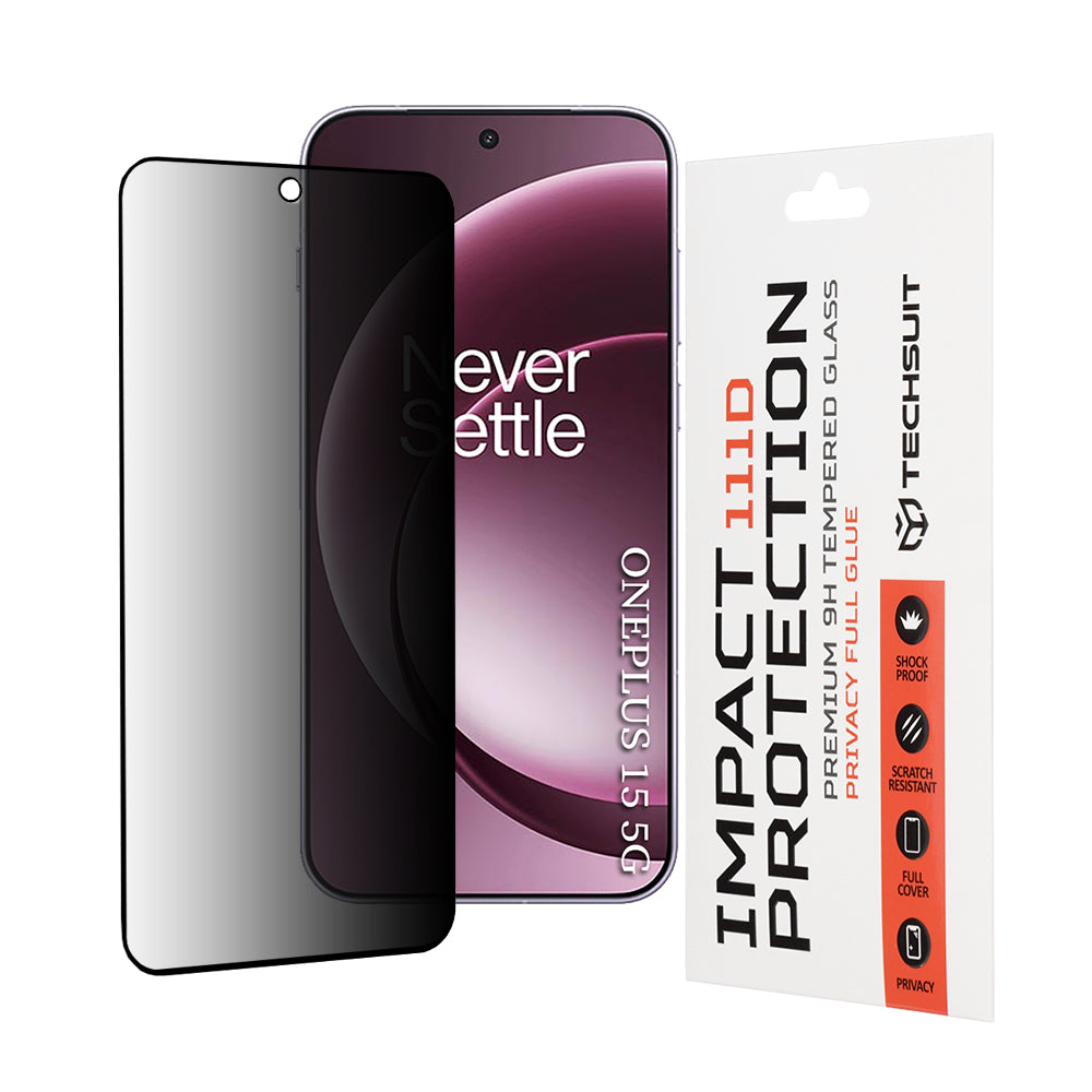 Pellicola Protettiva Schermo Privacy Techsuit per OnePlus 15, Vetro Temperato, 111D