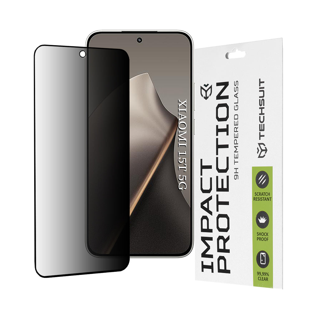 Pellicola protettiva Privacy Techsuit per Xiaomi 15T, Vetro Temperato, Full Glue, 111D