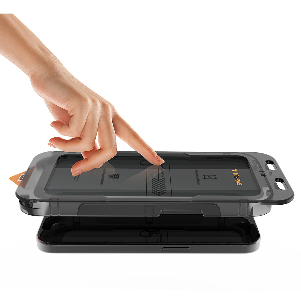 Pellicola Protettiva Schermo Privacy Torras GlassGo Install Master per Apple iPhone 16 Plus, Vetro Temperato, Full Glue
