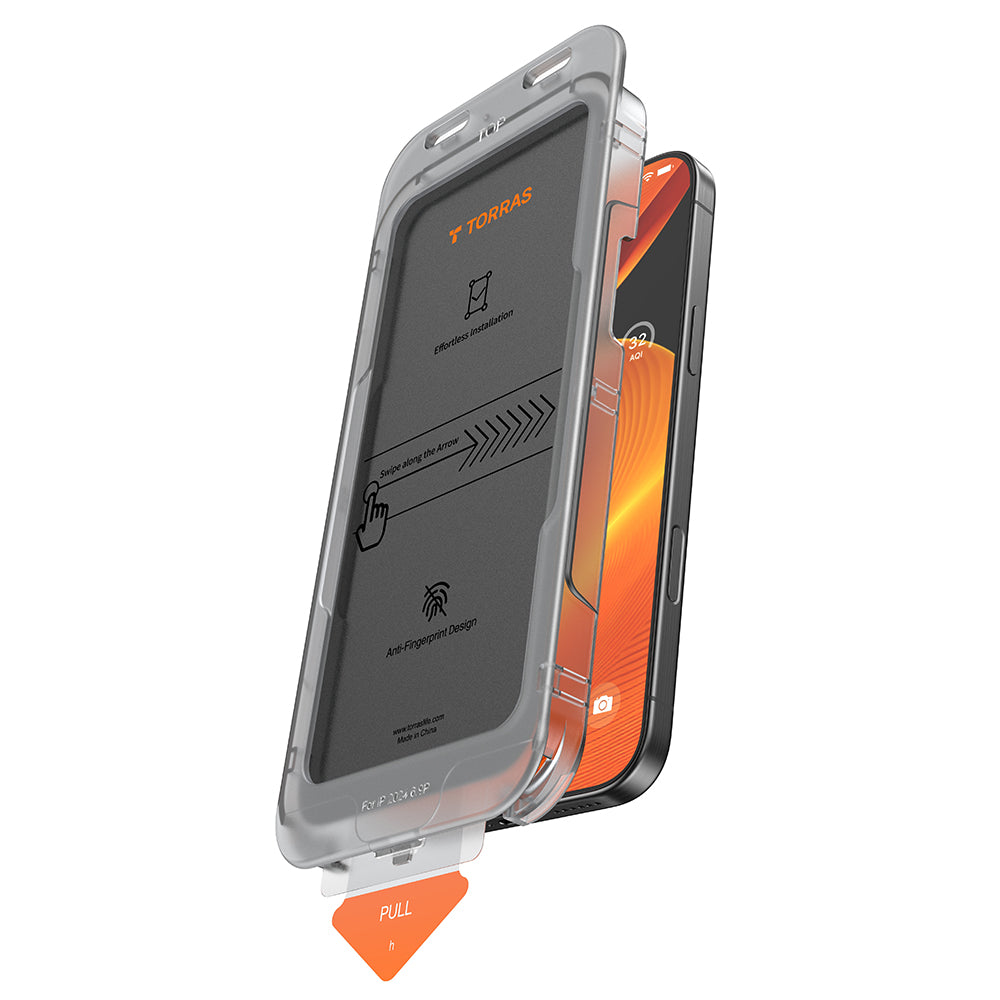 Pellicola Protettiva Schermo Privacy Torras GlassGo Install Master per Apple iPhone 16 Plus, Vetro Temperato, Full Glue