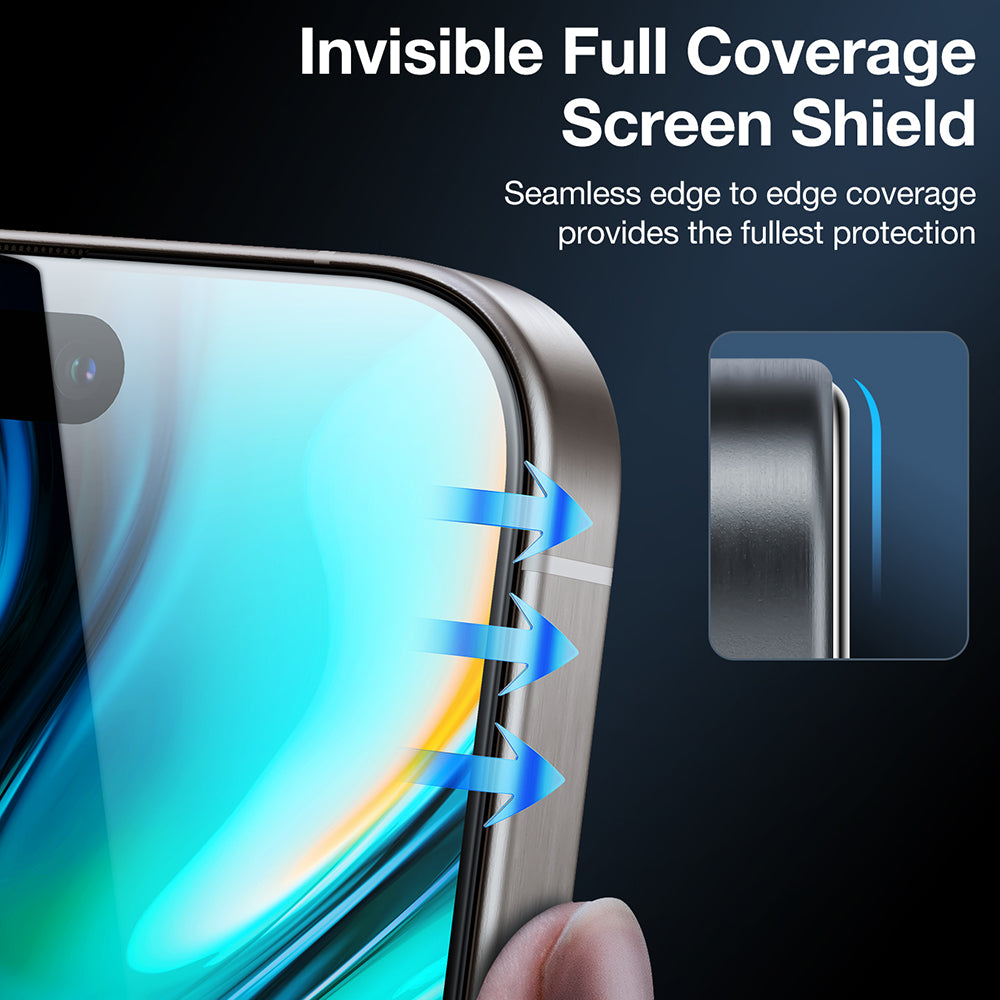 Pellicola Protettiva Schermo Privacy Torras GlassGo Install Master per Apple iPhone 16 Plus, Vetro Temperato, Full Glue