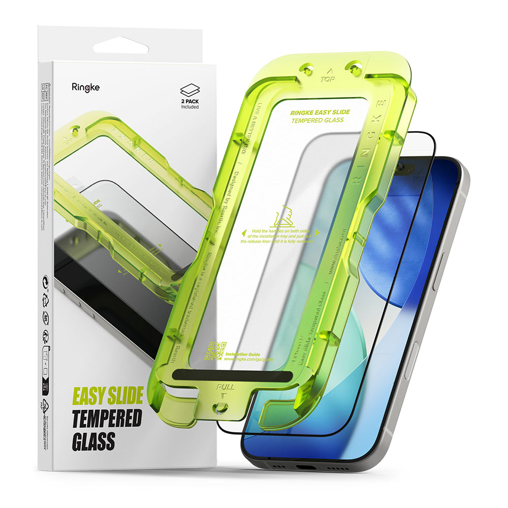 Pellicola protettiva per schermo Ringke Easy Slide per Apple iPhone 18 Pro / 17 Pro, Vetro temperato, Full Glue, Set da 2 pezzi