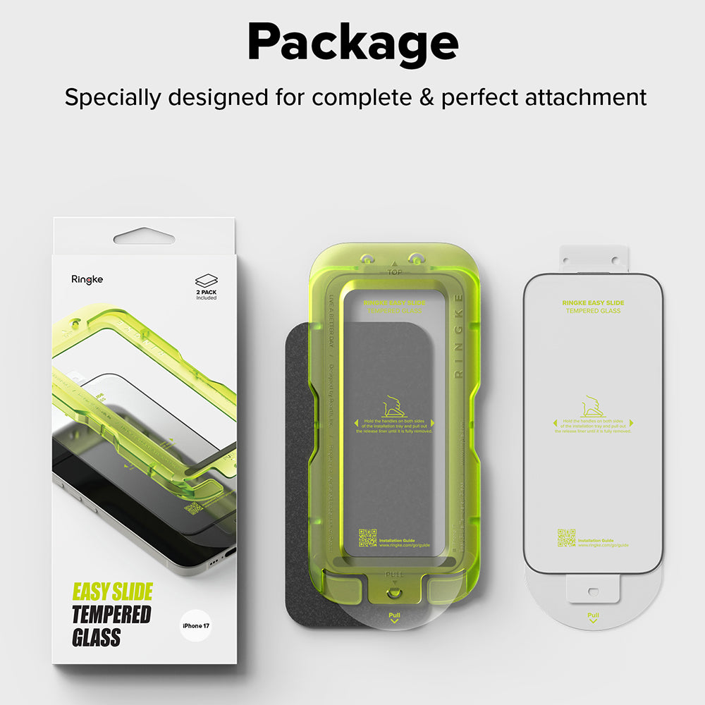 Pellicola protettiva per schermo Ringke Easy Slide per Apple iPhone 18 Pro / 17 Pro, Vetro temperato, Full Glue, Set da 2 pezzi