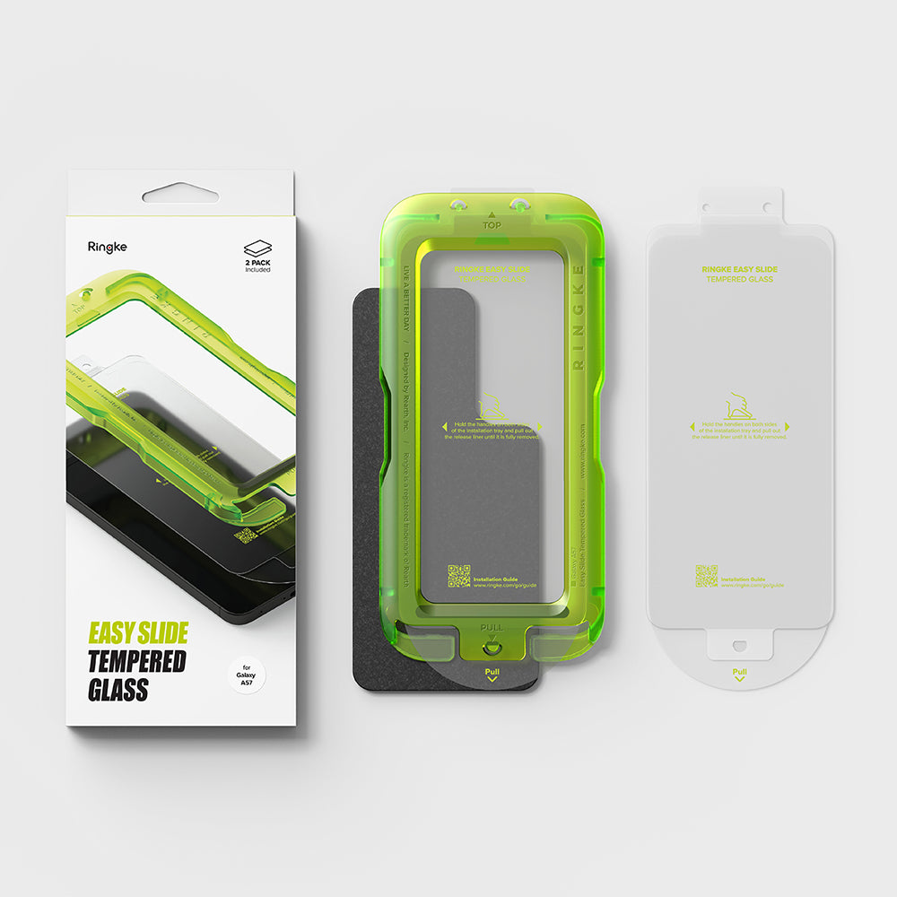 Pellicola Protettiva Schermo Ringke Easy Slide per Samsung Galaxy A57 5G, Vetro Temperato, Full Glue, Set 2 pezzi