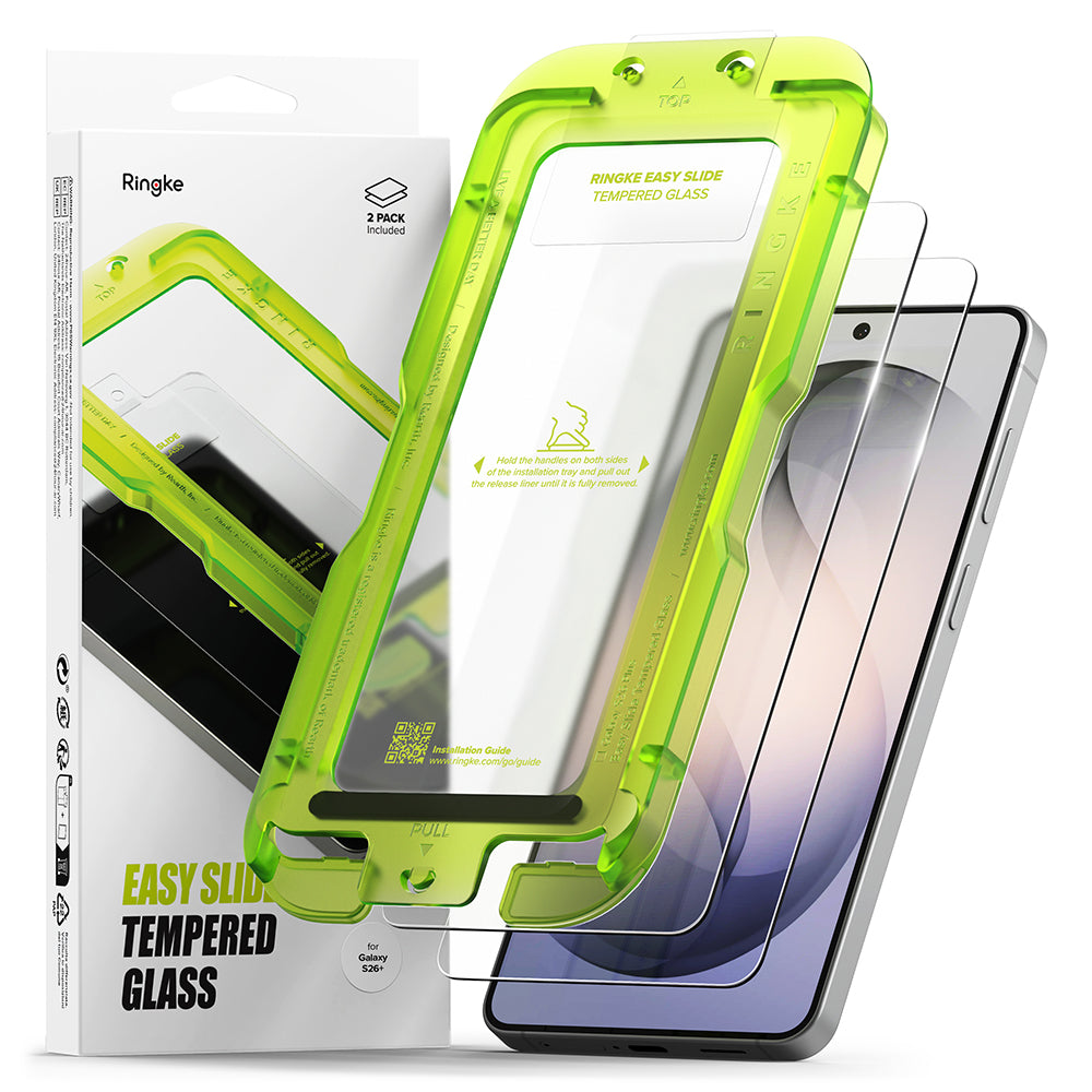 Ringke Easy Slide Screen Protector for Samsung Galaxy S26 Plus S947, Tempered Glass, Full Glue, Set of 2 Pieces