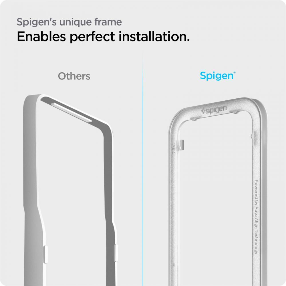 Pellicola Protettiva Schermo Spigen GlastR Align Master per Apple iPhone 17e / 16e / 14 / 13 Pro, Vetro Temperato, Full Glue, Nera AGL03725