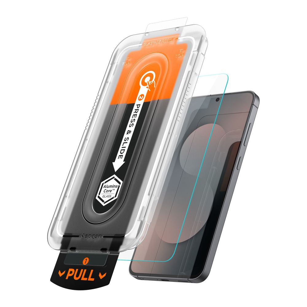 Pellicola Protettiva Schermo Spigen GlastR EZ FIT Pro HD per Samsung Galaxy S25 FE, Vetro Temperato, Full Glue AGL10203