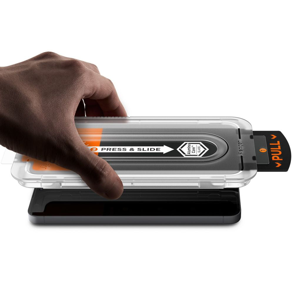 Pellicola Protettiva Schermo Spigen GlastR EZ FIT Pro HD per Samsung Galaxy S25 FE, Vetro Temperato, Full Glue AGL10203