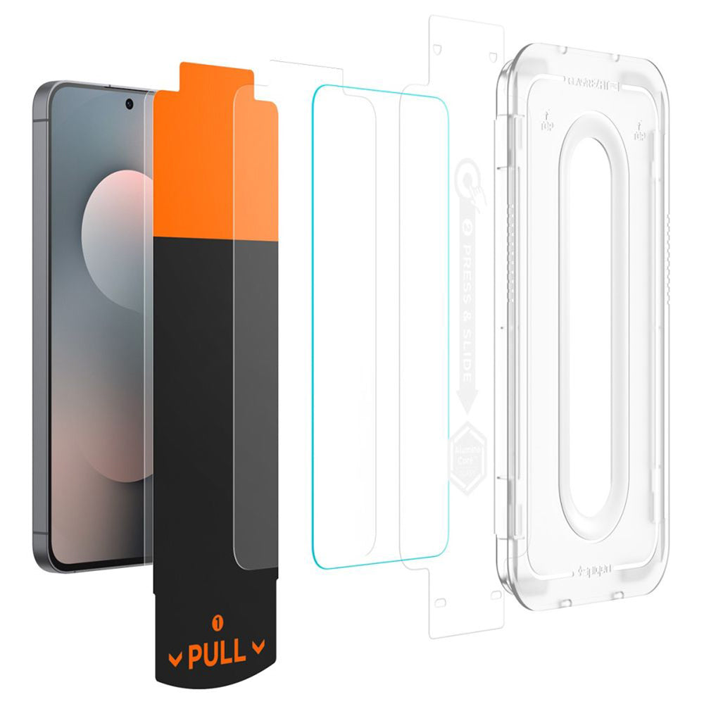 Spigen GlastR EZ FIT Pro HD Screen Protector for Samsung Galaxy S25 FE, Tempered Glass, Full Glue, Set of 2 pieces AGL10202