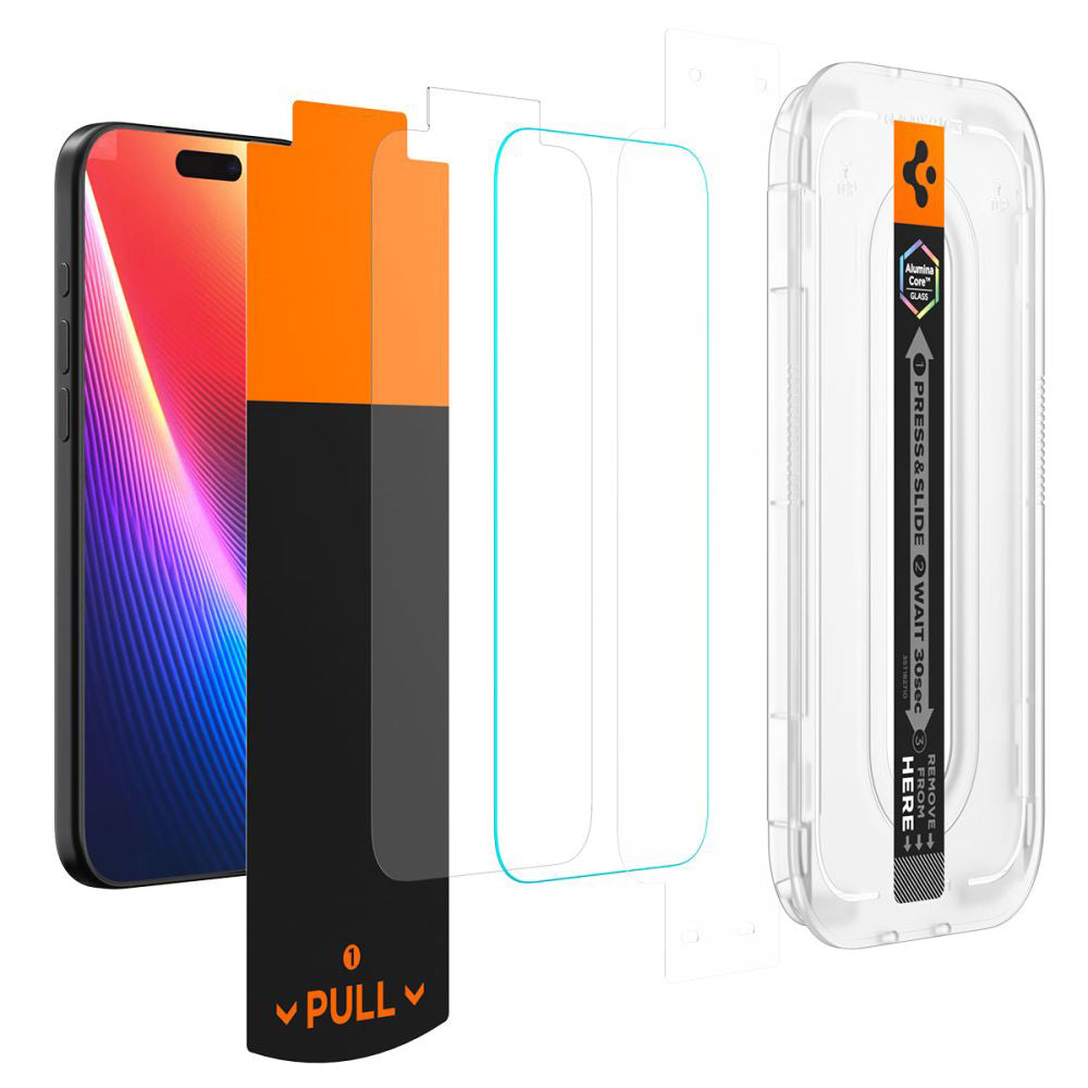 Pellicola Protettiva Schermo Spigen GlastR EZ FIT Pro per Apple iPhone 17 Pro / 17 / 16 Pro, Vetro Temperato, Full Glue