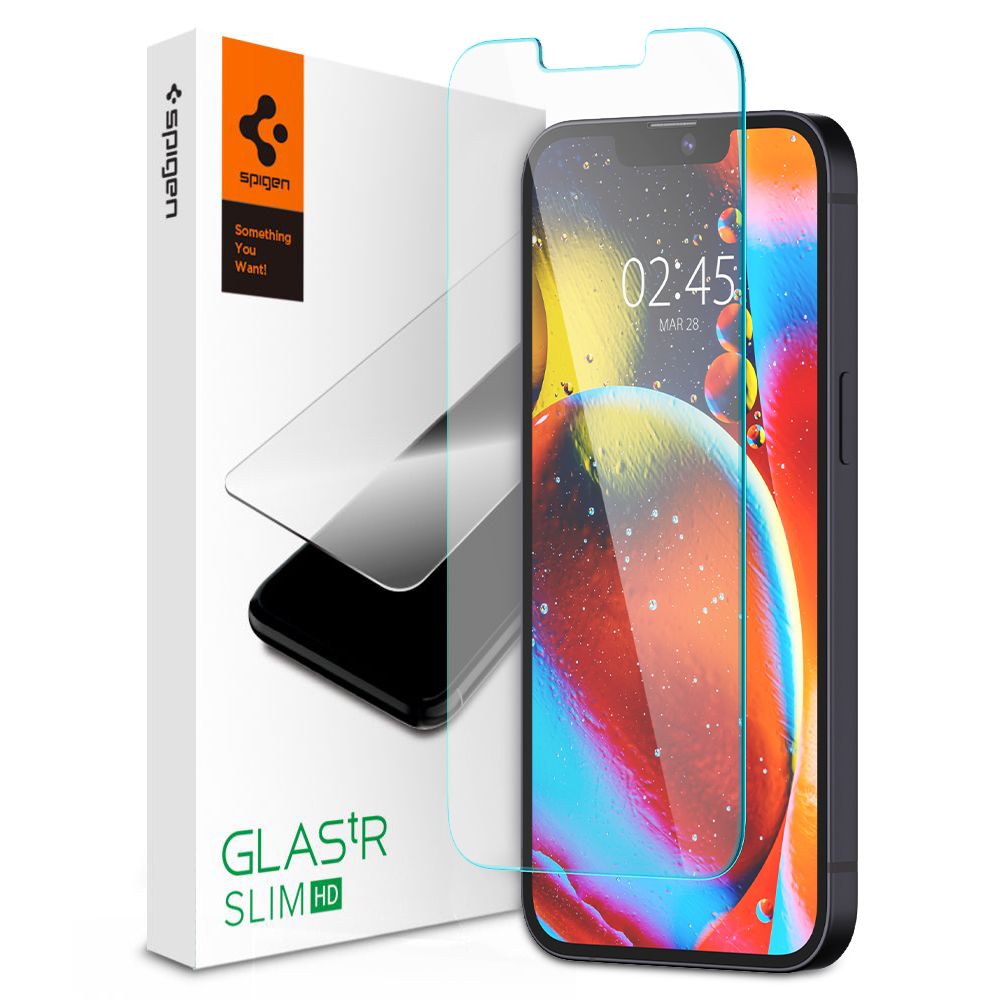 Pellicola Protettiva Schermo Spigen GlastR Slim per Apple iPhone 17e / 16e / 14 / 13 Pro, Vetro Temperato, Full Glue AGL03391