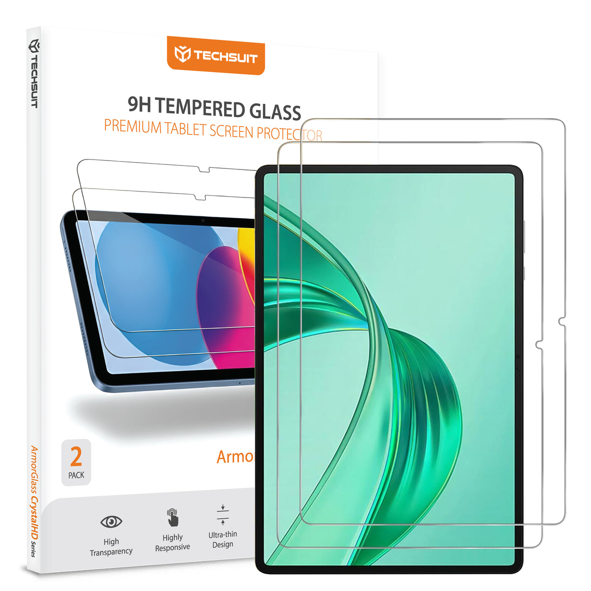 Pellicola protettiva schermo Techsuit ArmorGlass CrystalHD per Honor Pad X8a / Xiaomi Pad 6 / 6 Pro, Vetro Temperato, Full Glue, Set 2 pezzi