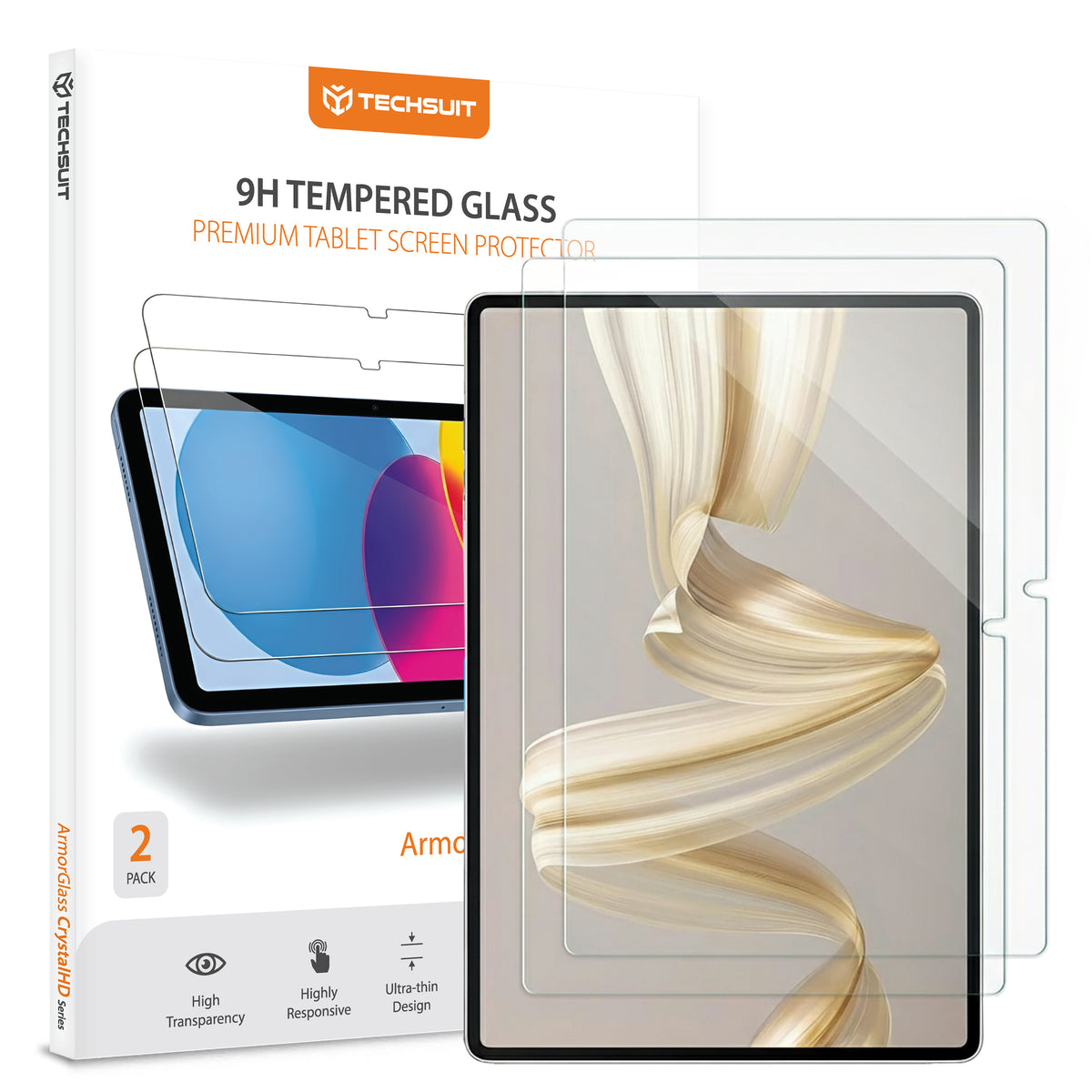 Pellicola protettiva schermo Techsuit ArmorGlass CrystalHD per Huawei MatePad Pro 12.2 (2025), Vetro Temperato, Full Glue, Set 2 pezzi