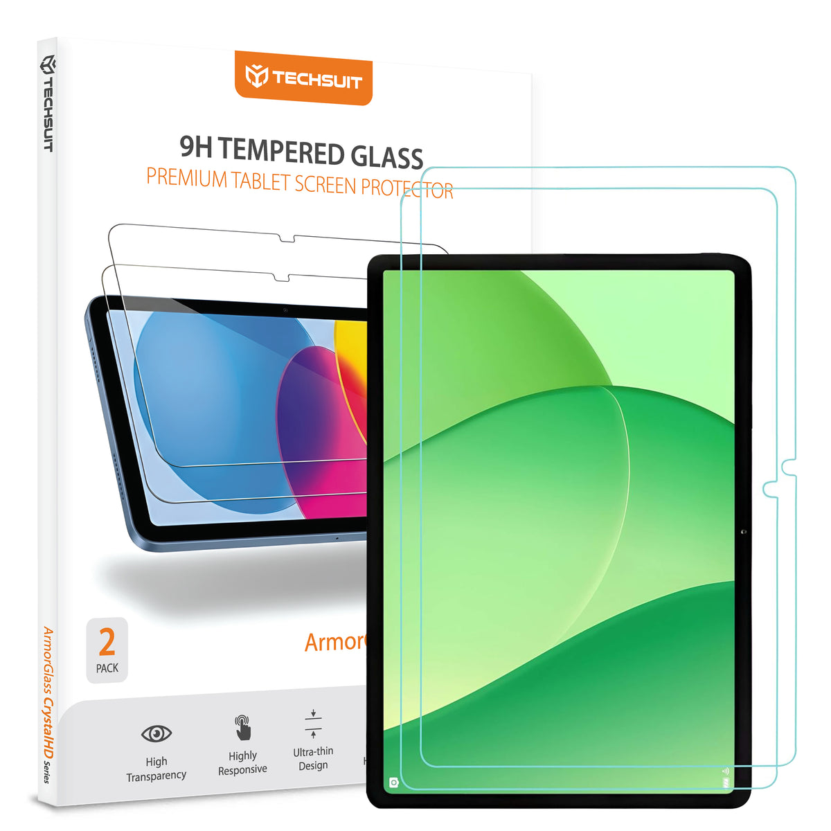 Pellicola protettiva schermo Techsuit ArmorGlass CrystalHD per OnePlus Pad Lite / Oppo Pad SE, Vetro Temperato, Full Glue, Set 2 pezzi