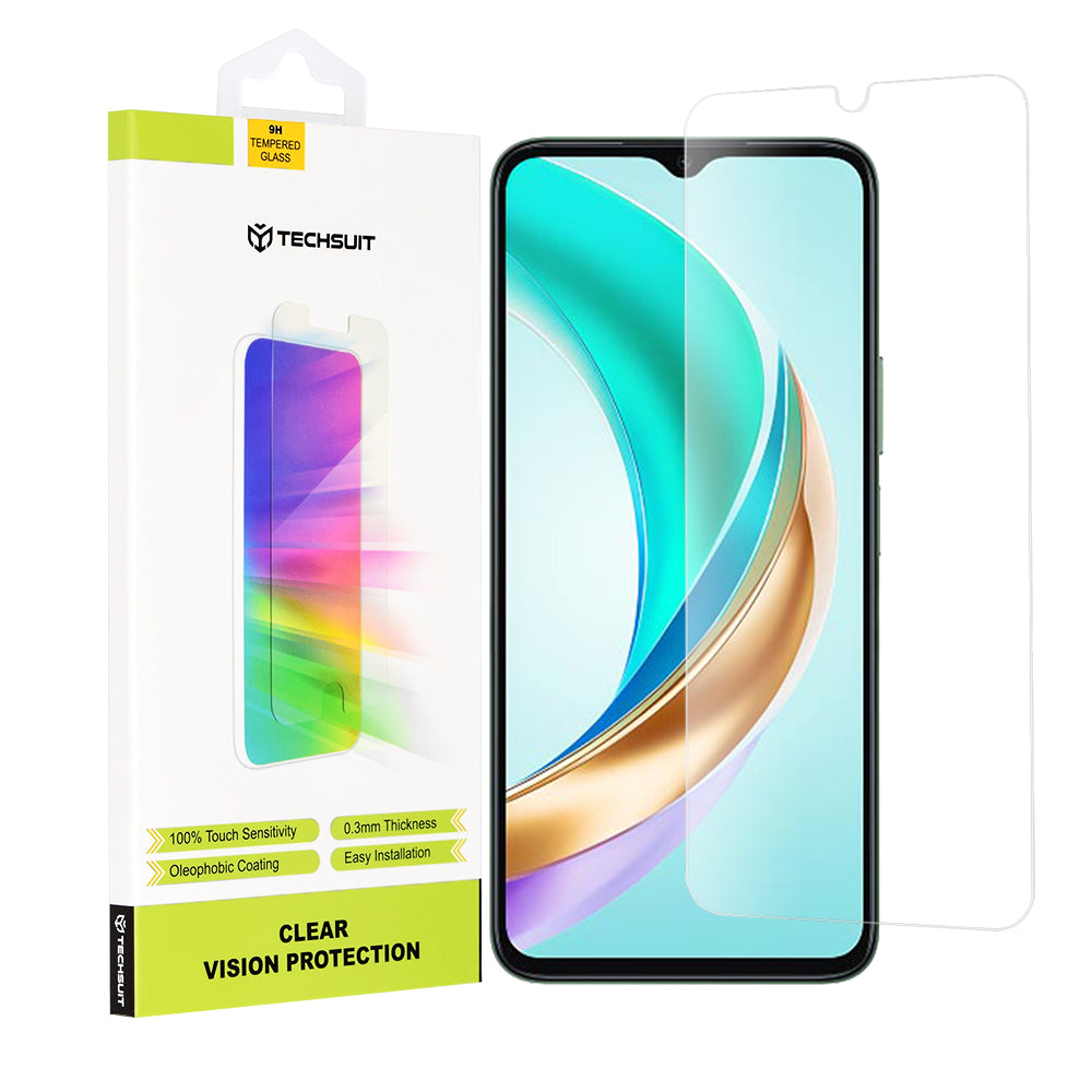 Pellicola protettiva Schermo Techsuit Clear Vision per Honor X6b, Vetro Temperato, Full Glue