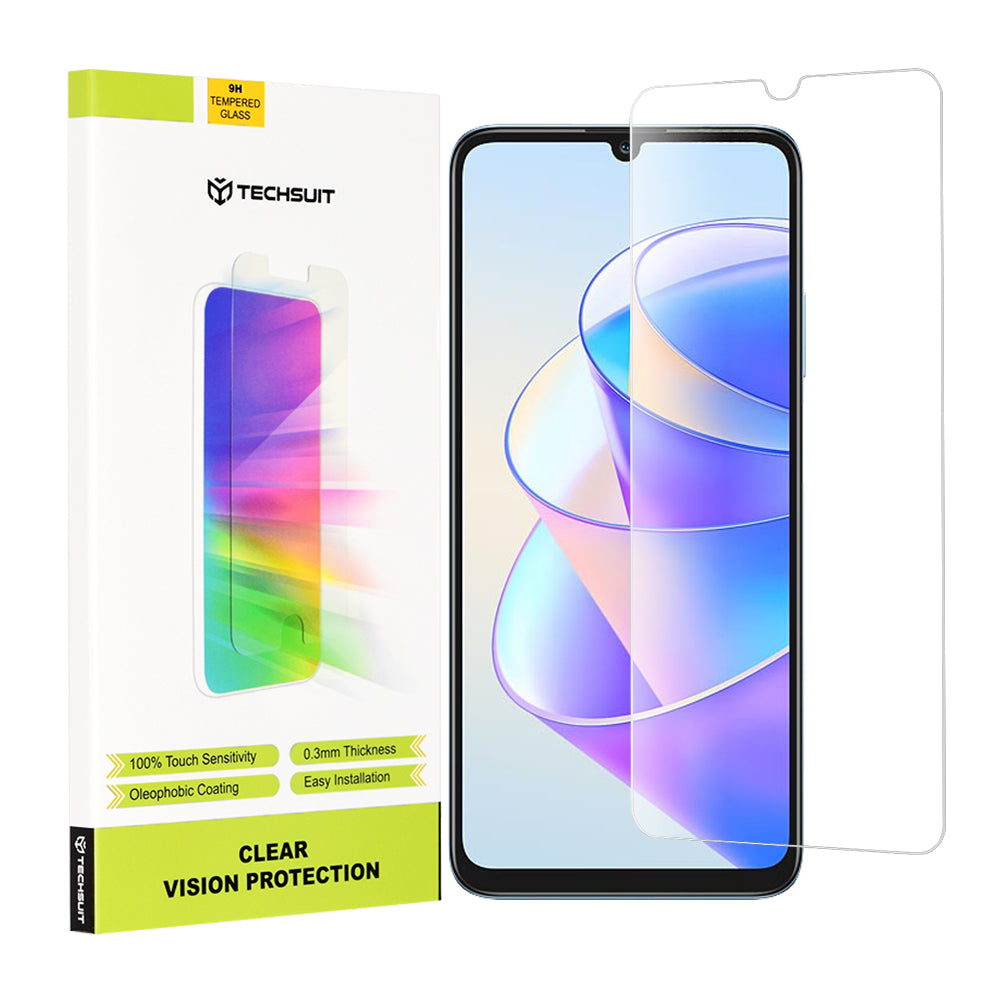 Pellicola protettiva schermo Techsuit Clear Vision per Honor X7a, Vetro Temperato, Full Glue