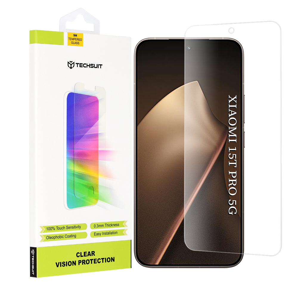 Pellicola protettiva Schermo Techsuit Clear Vision per Xiaomi 15T Pro, Vetro Temperato, Full Glue