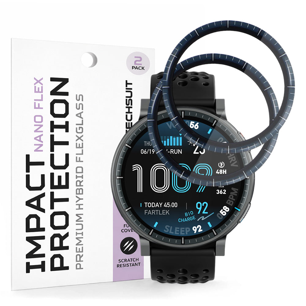 Pellicola protettiva Schermo Techsuit Nano Flex per Amazfit Active Max, Plastica, Set 2 pezzi, Nera