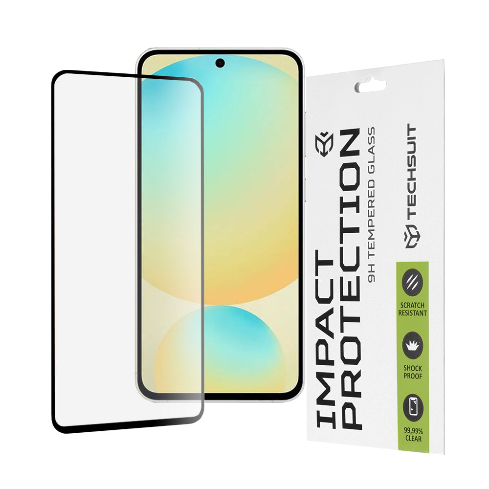 Pellicola protettiva per schermo Techsuit per Samsung Galaxy S24 FE S721, Vetro temperato, Full Glue, 111D, Nero