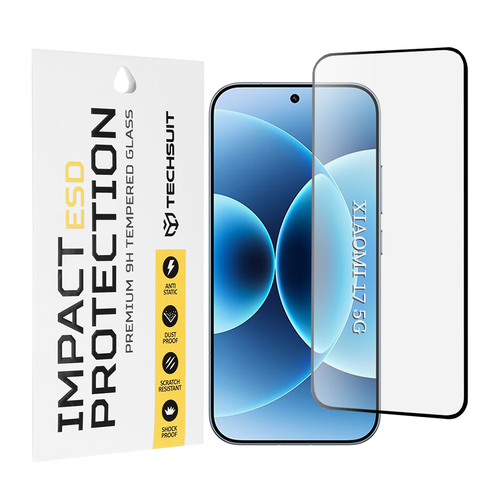 Pellicola protettiva Techsuit per Xiaomi 17, Vetro Temperato, Full Glue, Nera