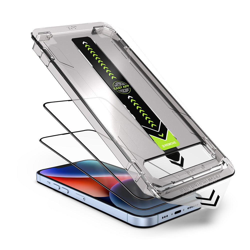 Pellicola protettiva per schermo Techsuit TitanGlass per Apple iPhone 16 Pro Max, Vetro temperato, Full Glue, Set 2 pezzi, Nero