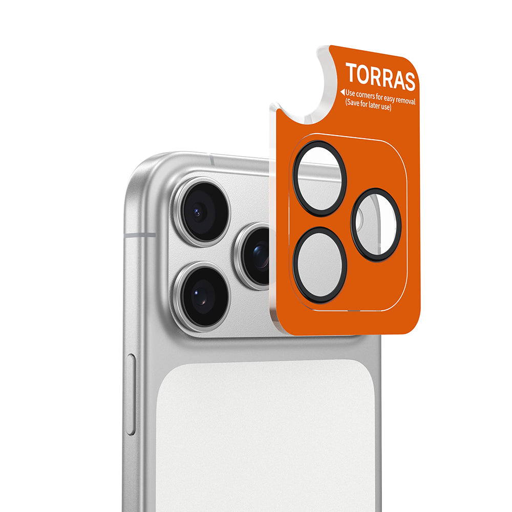 Pellicola protettiva per fotocamera posteriore Torras Lensguard per Apple iPhone 17 Pro Max / 17 Pro, vetro temperato, argento