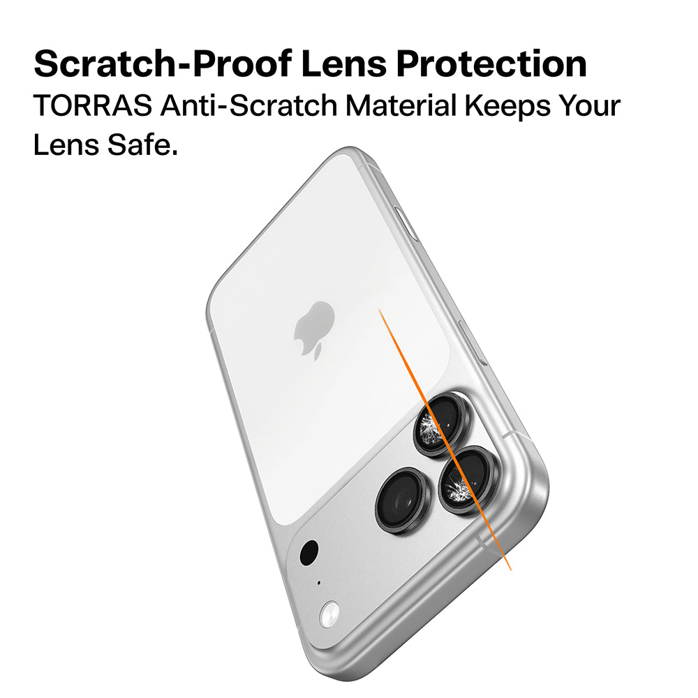 Pellicola protettiva per fotocamera posteriore Torras Lensguard per Apple iPhone 17 Pro Max / 17 Pro, vetro temperato, argento