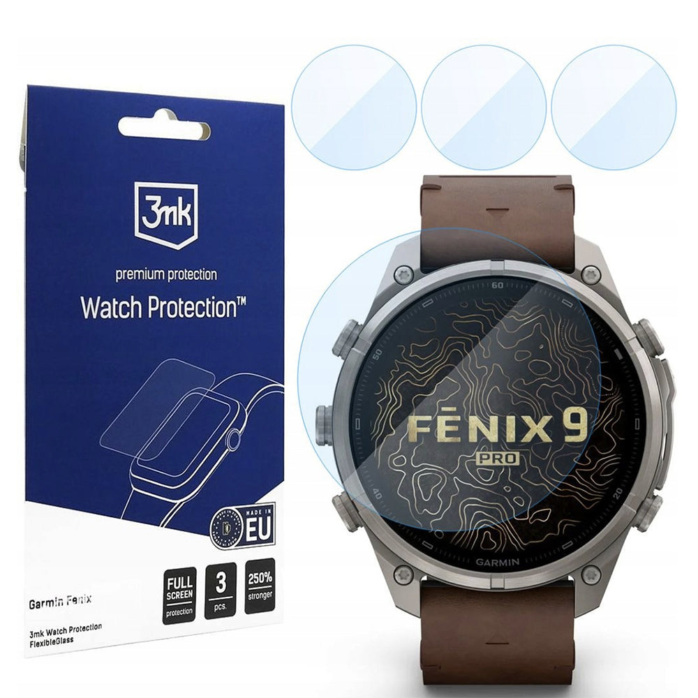 Pellicola protettiva 3MK FlexibleGlass per Garmin Fenix 9 Pro 47 mm, vetro flessibile, set da 3 pezzi