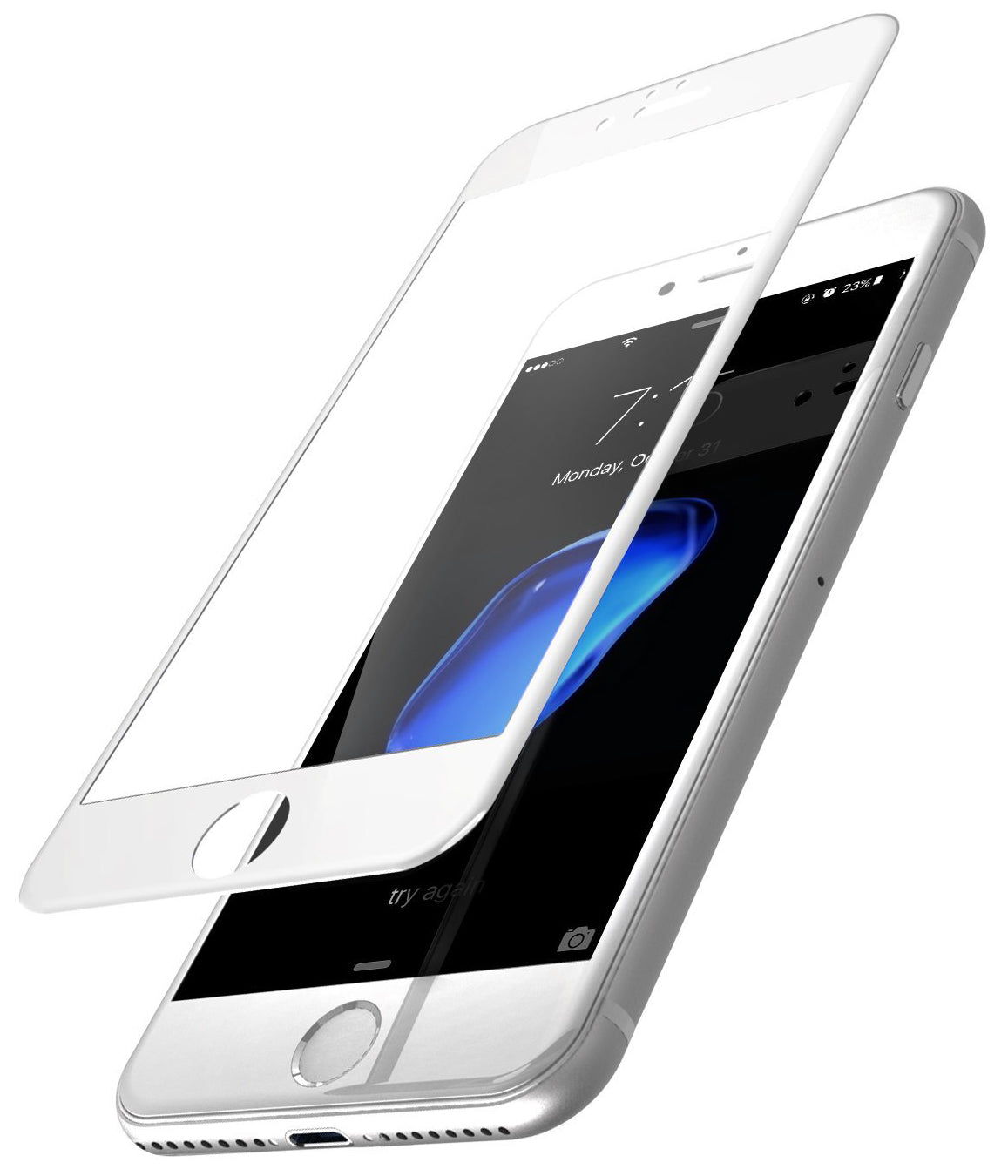 Pellicola protettiva schermo OEM per Apple iPhone SE (2022) / SE (2020) / 8, Vetro Temperato, Full Glue, 5D, Bianca