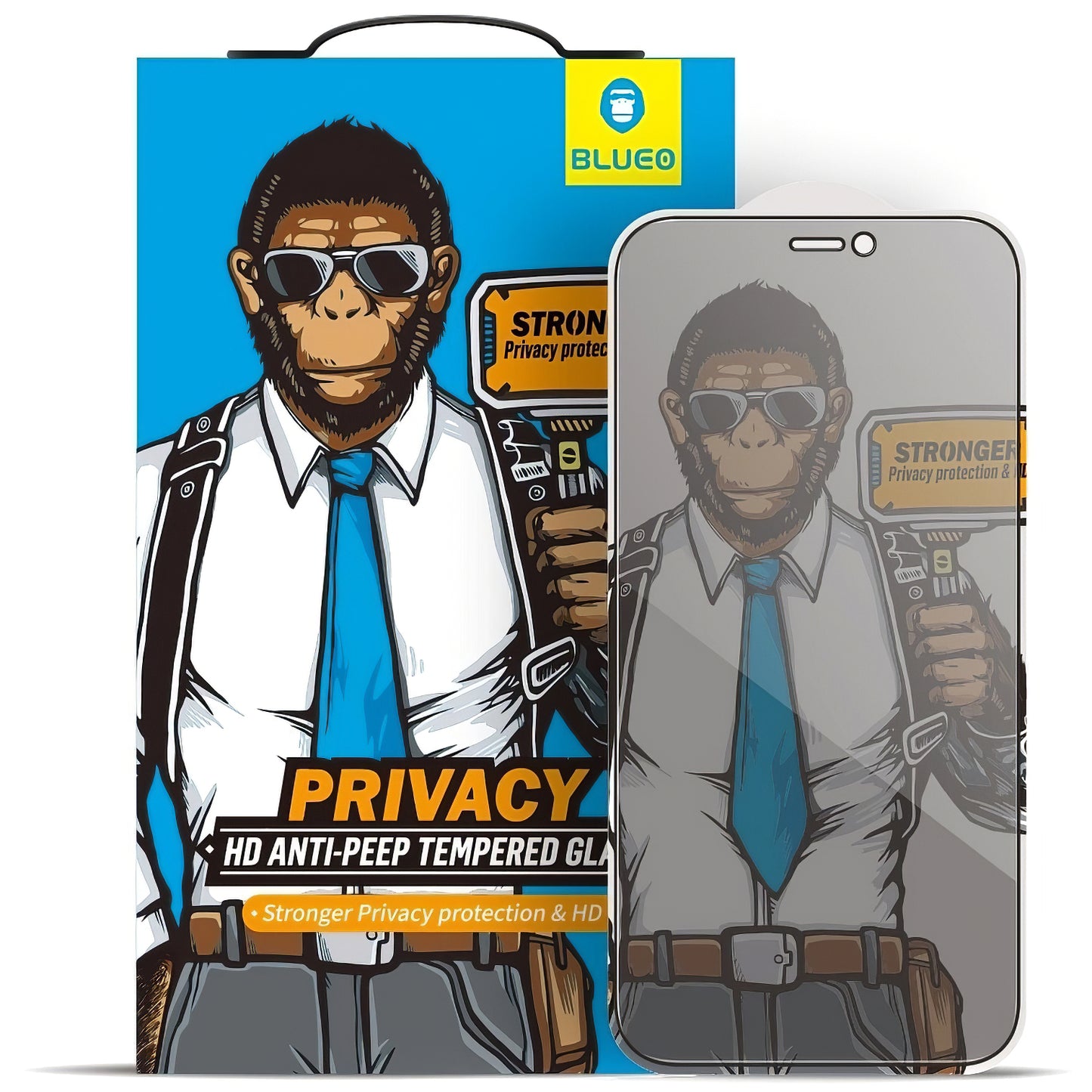 Pellicola Protettiva Schermo Privacy Blueo per Apple iPhone 17e / 16e / 14 / 13 Pro, Vetro Temperato, Full Glue, 5D