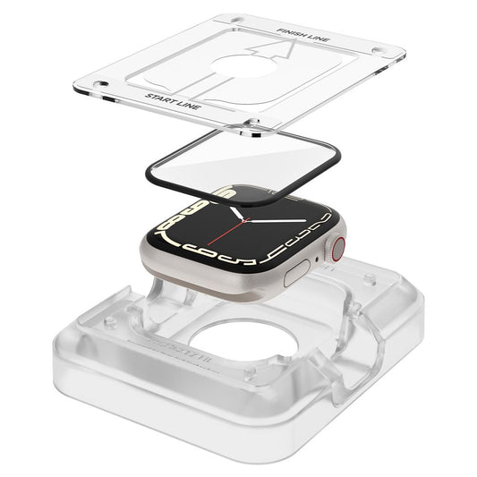 Pellicola Protettiva Spigen ProFlex EZ FIT per Apple Watch 9 / 8 / 7 Serie 45mm, Set 2 pezzi, Vetro Flessibile, Nero AFL04051
