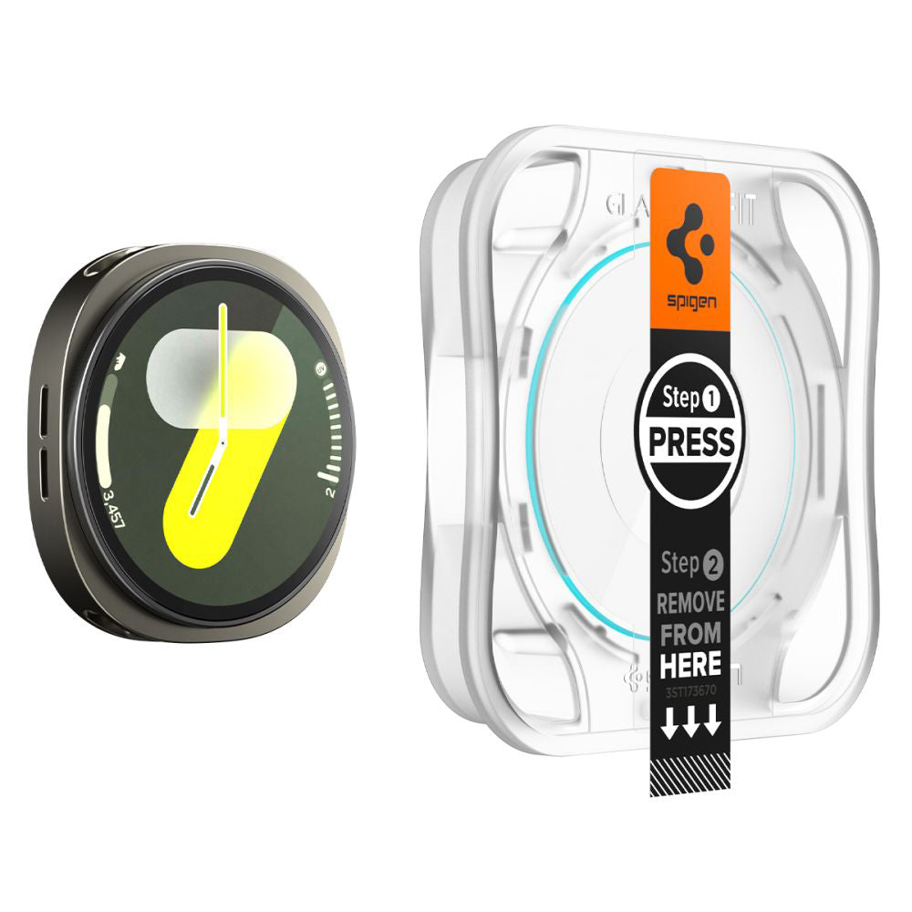 Pellicola Protettiva Spigen GlastR EZ FIT per Samsung Galaxy Watch8 44mm, Set 2 pezzi, Vetro Temperato AGL09874
