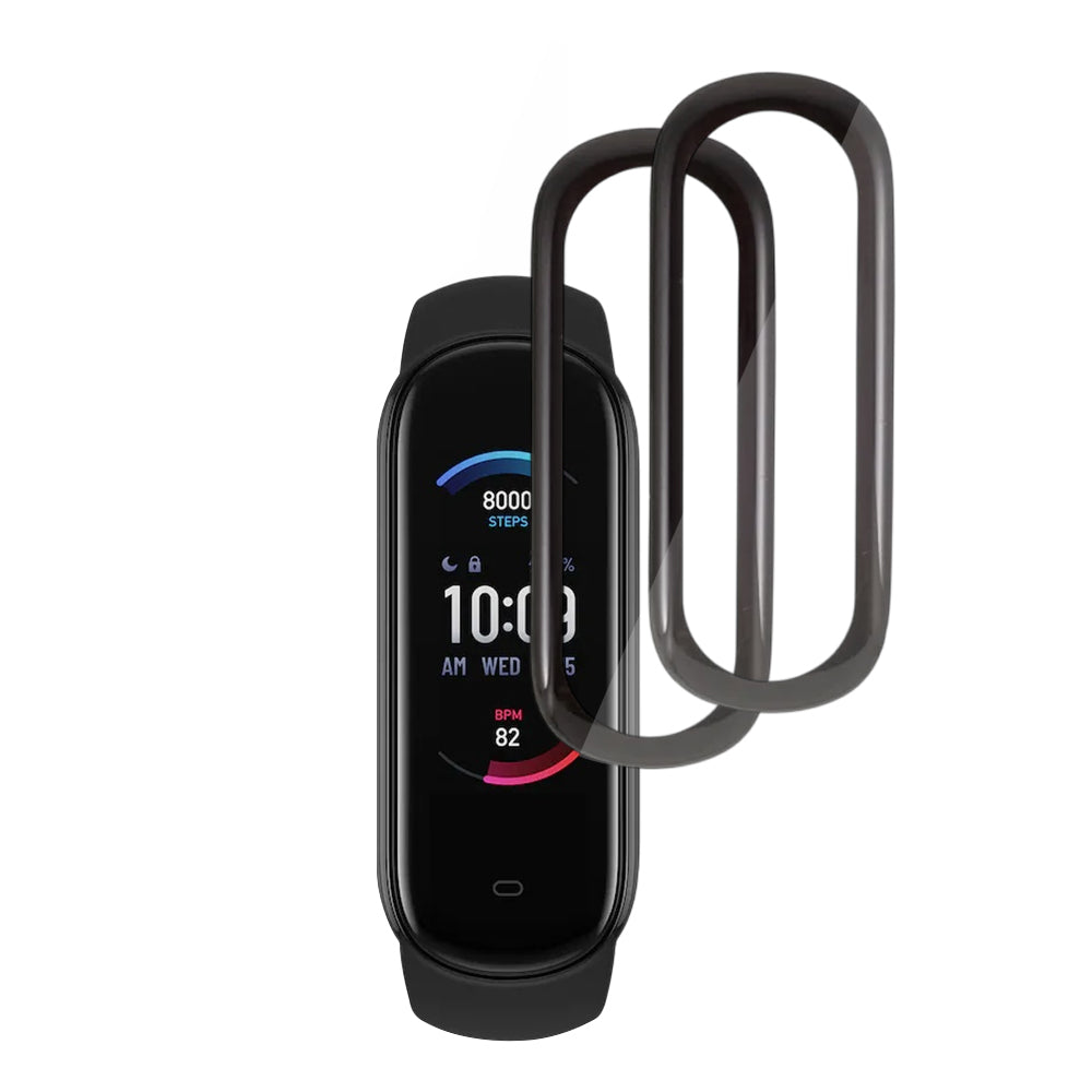 Pellicola Protettiva Techsuit Nano Flex per Amazfit Band 5, Set 2 pezzi, Plastica, Nera