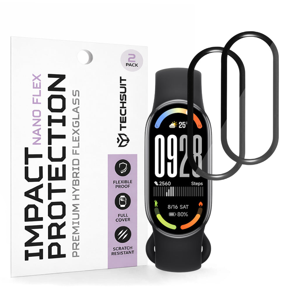 Pellicola Protettiva Techsuit Nano Flex per Xiaomi Smart Band 10, Set 2 pezzi, Plastica, Nera