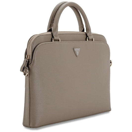 Borsa Guess Grained Triangle Logo per Laptop 15 pollici, Beige