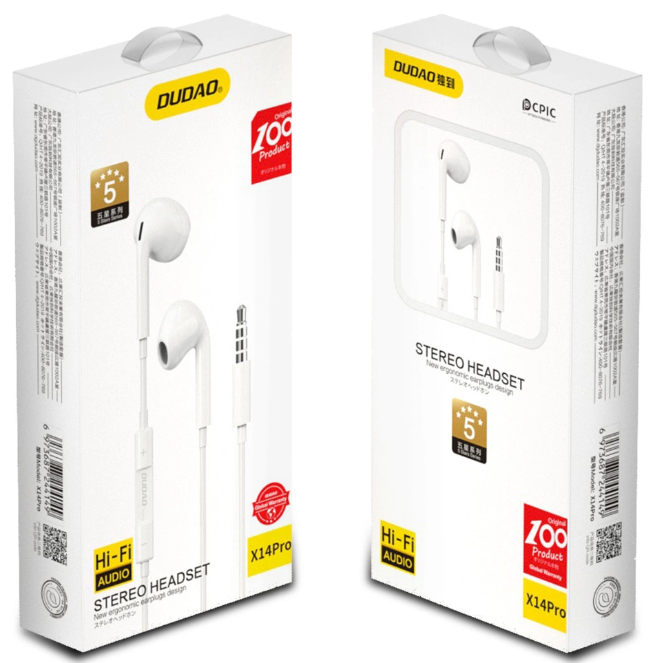 Auricolari 3.5mm Dudao X14Pro, Bianco
