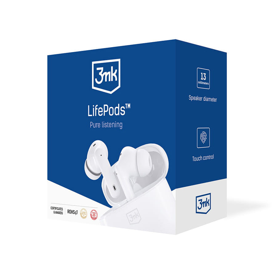 Auricolari Bluetooth 3MK LIFEPODS, TWS, ANC, Bianco