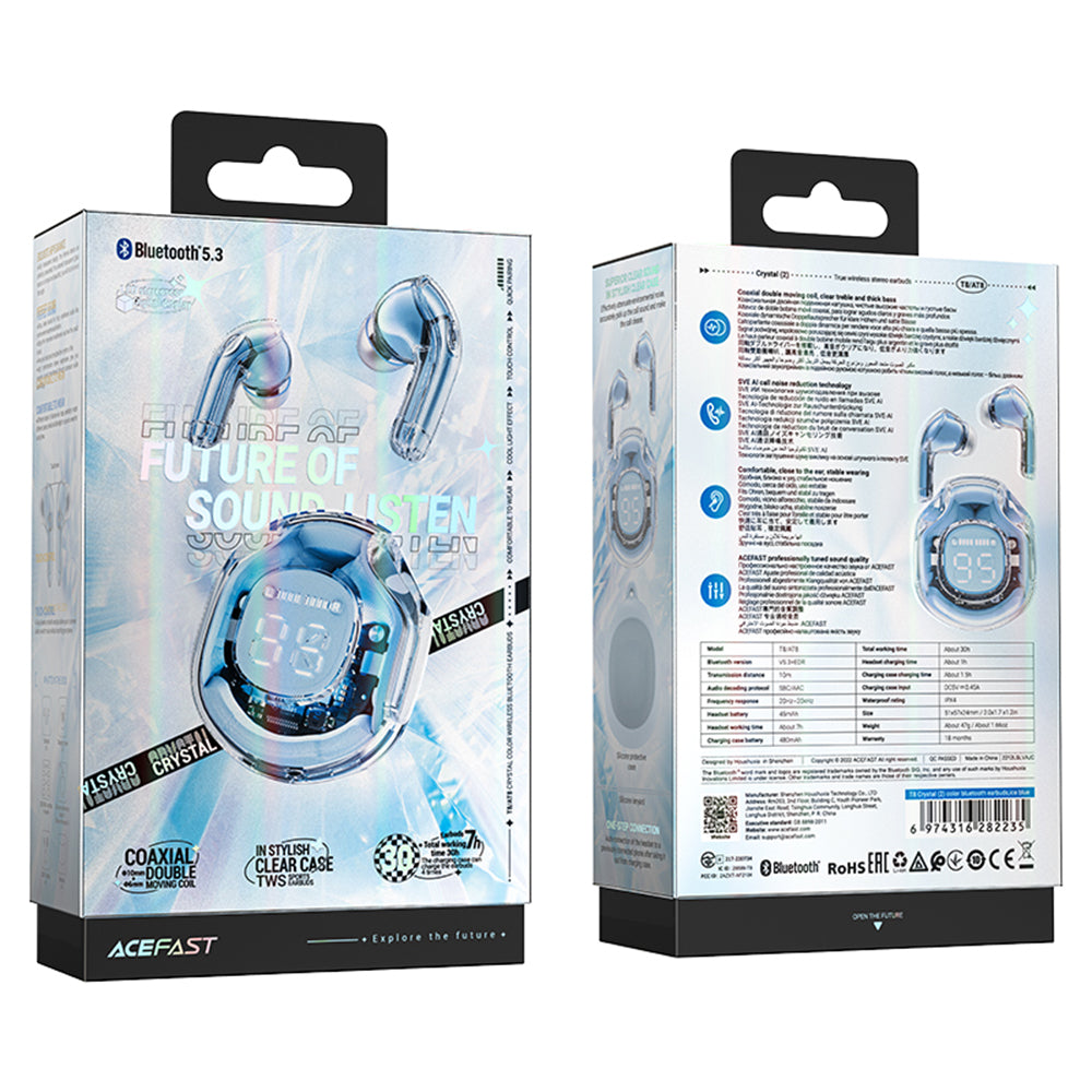 Auricolari Bluetooth Acefast T8, TWS, Blu